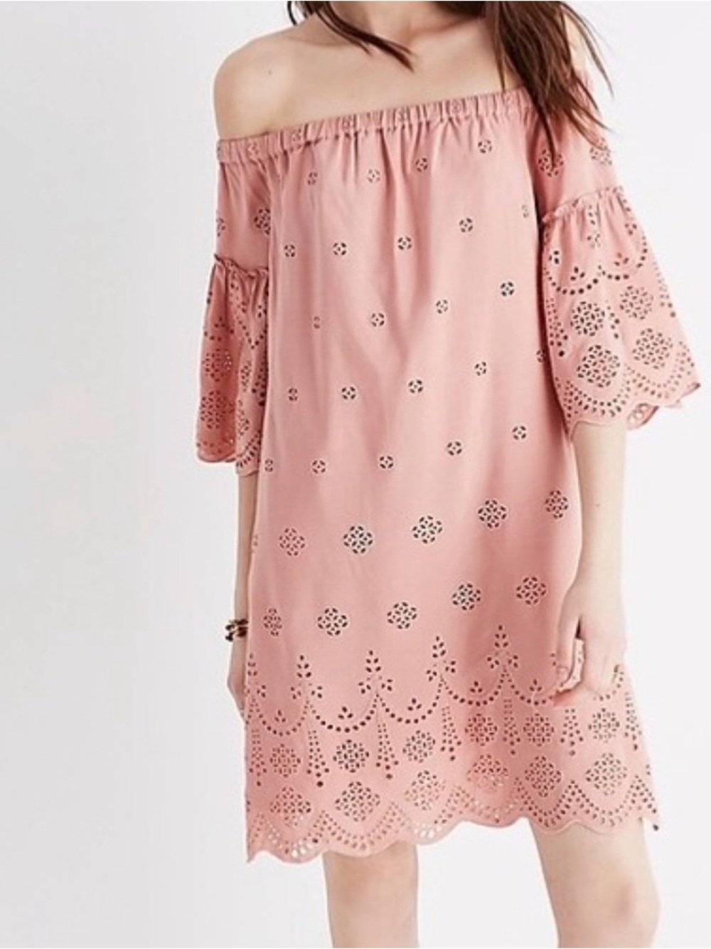 Madewell Dusty Rose Off-Shoulder Eyelet dress size 2